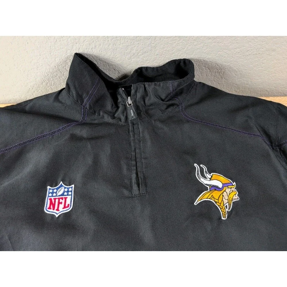 Minnesota Vikings Reebok On Field 1/4 Zip Pullover Jacket Medium Black Purple